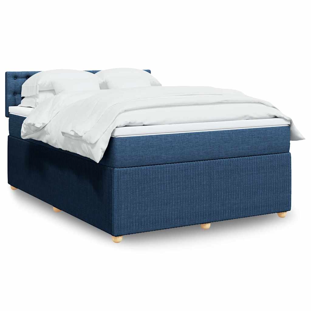 JUNG Vida Boxspringbett mit Matratze Blau 140x200 cm Stoff