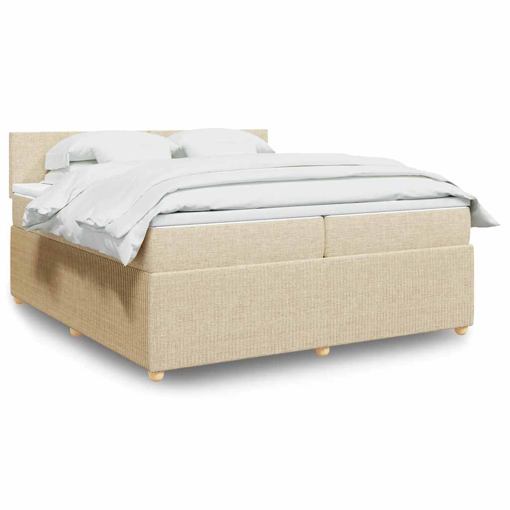 JUNG Vida Boxspringbett mit Matratze Creme 200x200 cm Stoff