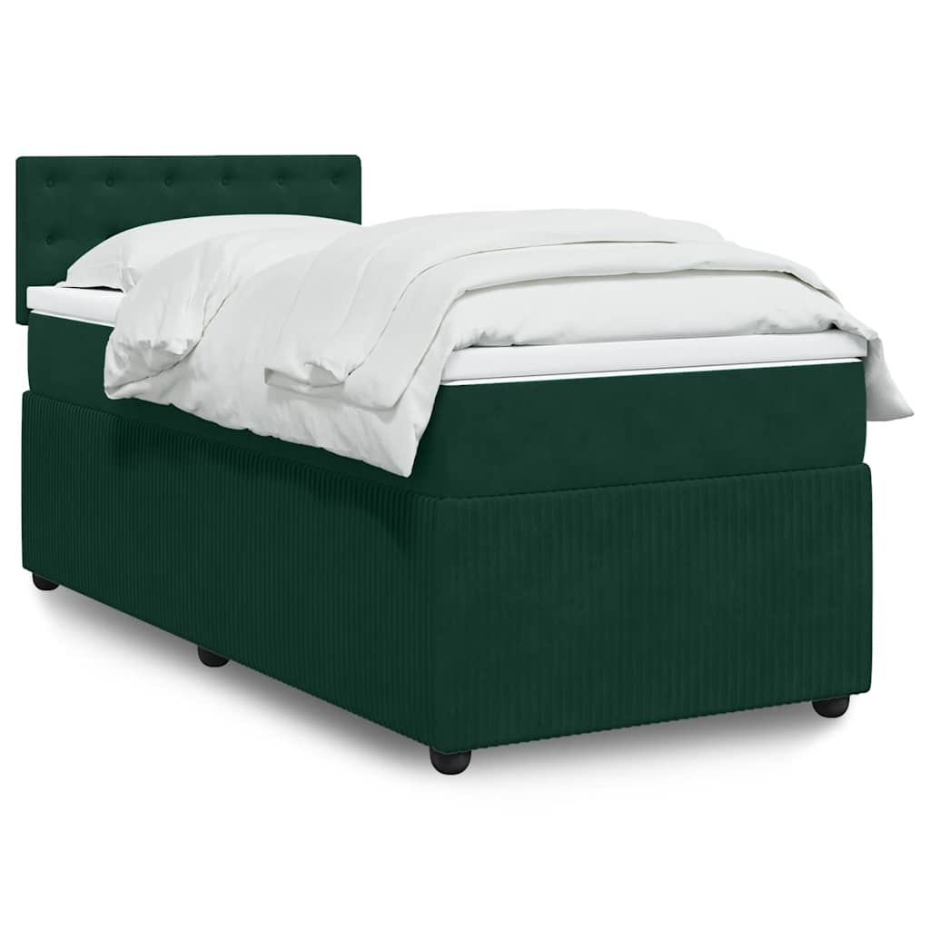 JUNG Vida Boxspringbett mit Matratze Dunkelgrün 90x190 cm Samt
