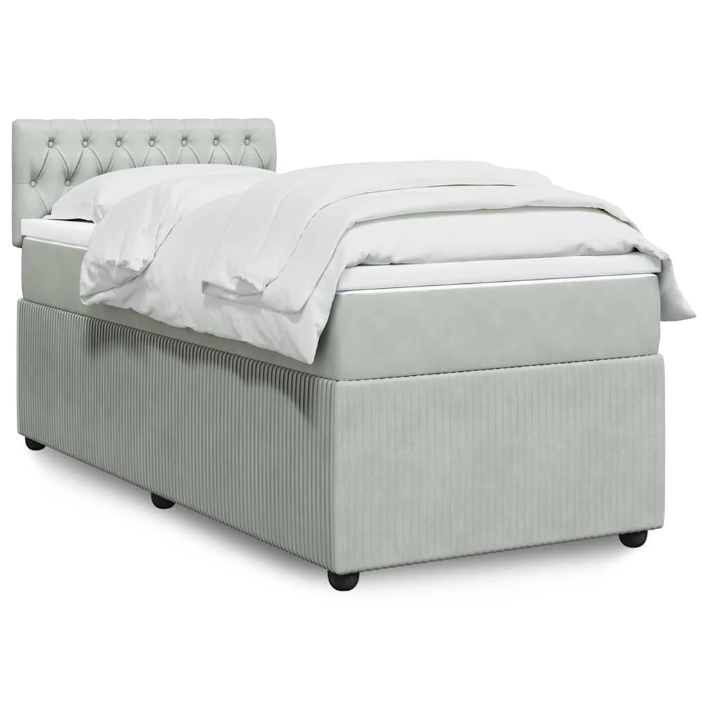 JUNG Vida Boxspringbett mit Matratze Hellgrau 90x200 cm Samt