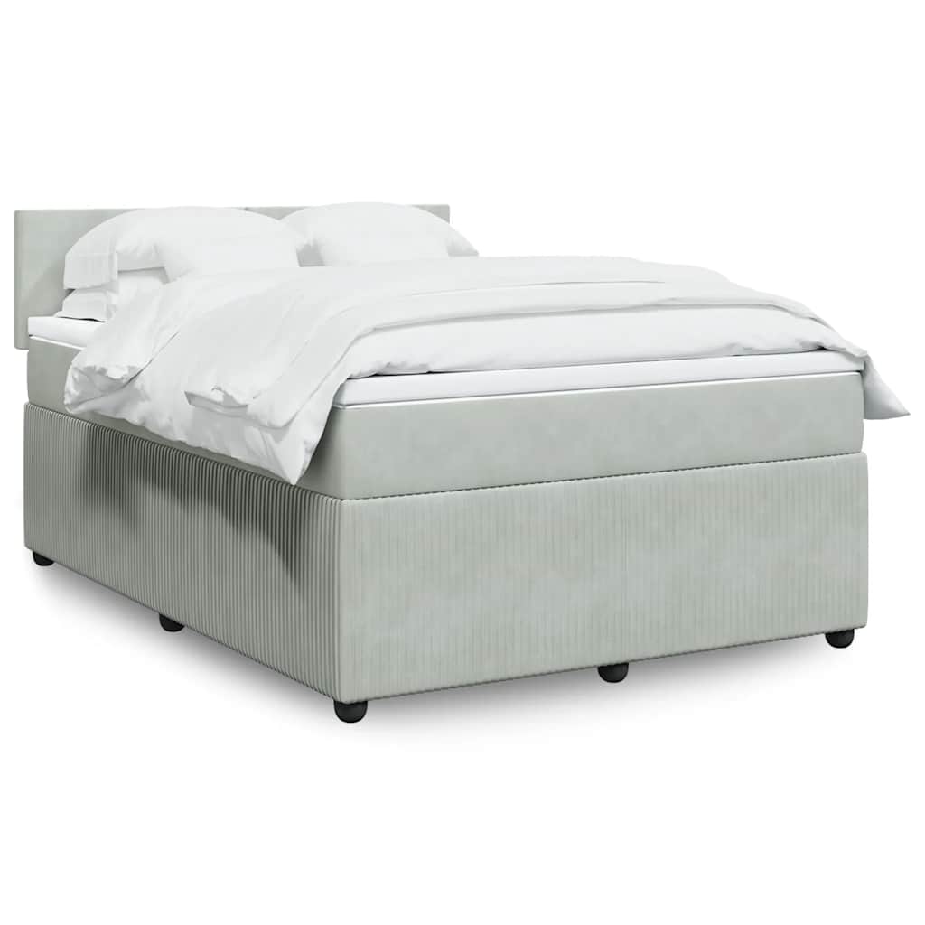 JUNG Vida Boxspringbett mit Matratze Hellgrau 140x200 cm Samt