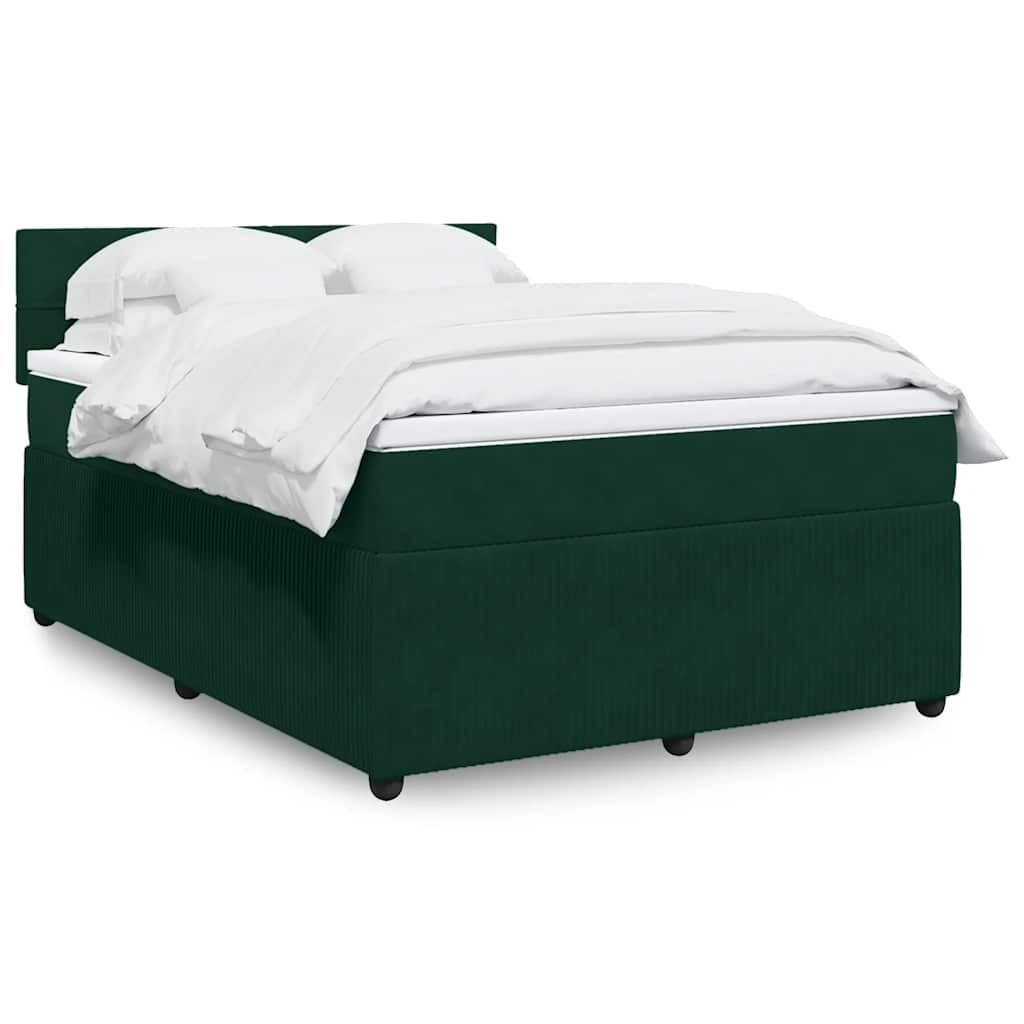 JUNG Vida Boxspringbett mit Matratze Dunkelgrün 140x200 cm Samt