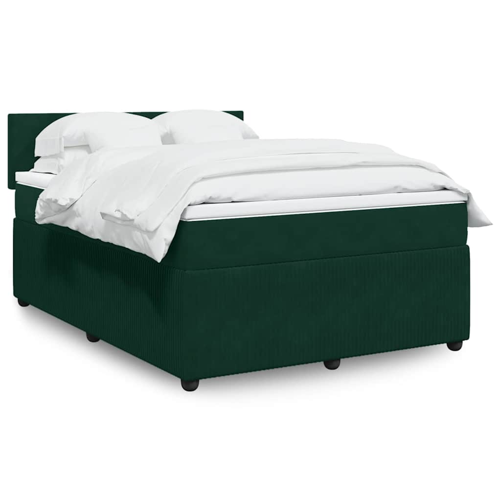 JUNG Vida Boxspringbett mit Matratze Dunkelgrün 160x200 cm Samt