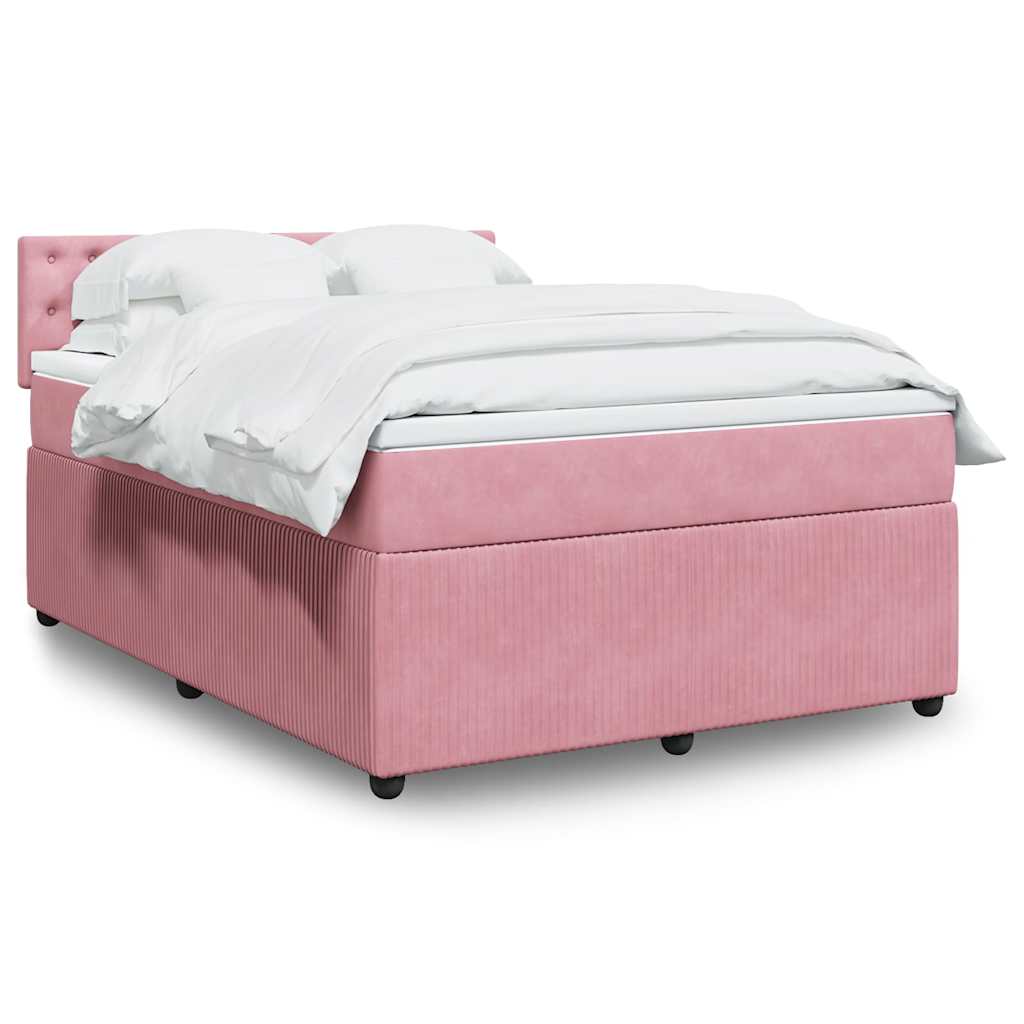 JUNG Vida Boxspringbett mit Matratze Rosa 160x200 cm Samt