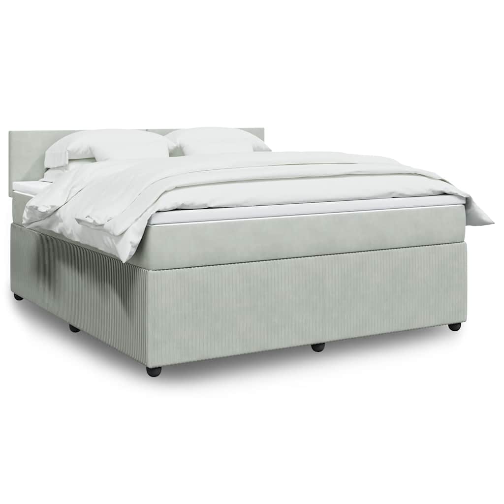 JUNG Vida Boxspringbett mit Matratze Hellgrau 180x200 cm Samt
