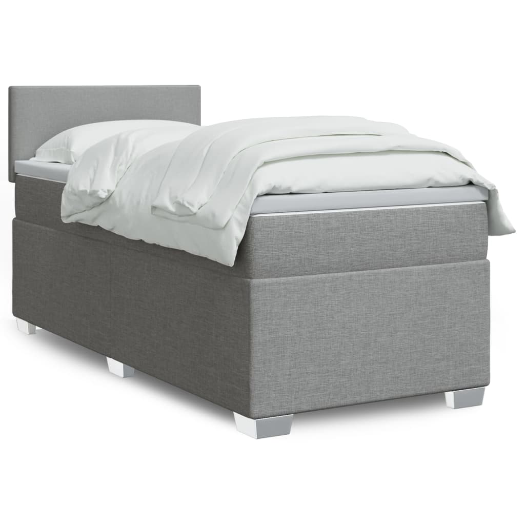 JUNG Vida Boxspringbett mit Matratze Hellgrau 80x200 cm Stoff