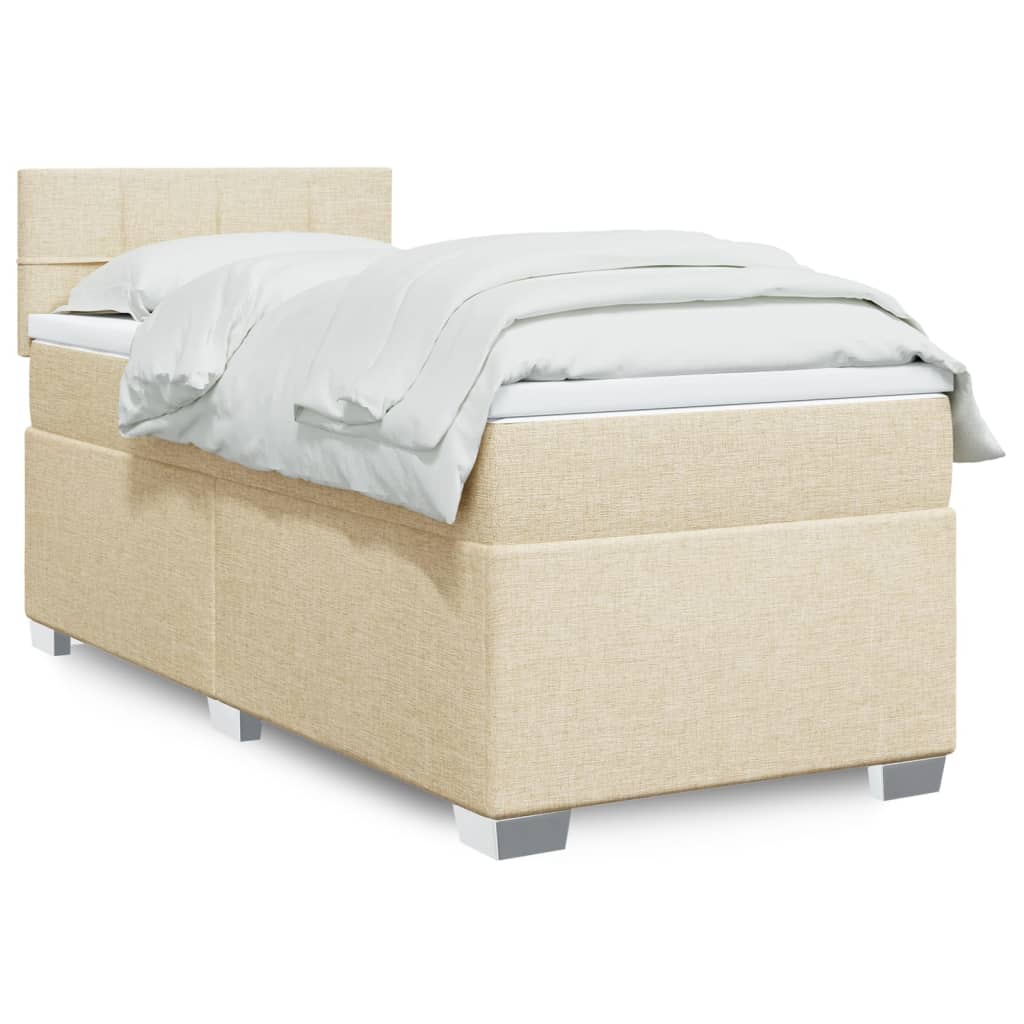 JUNG Vida Boxspringbett mit Matratze Creme 80x200 cm Stoff