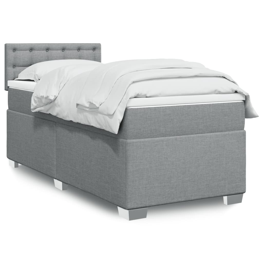 JUNG Vida Boxspringbett mit Matratze Hellgrau 90x190 cm Stoff