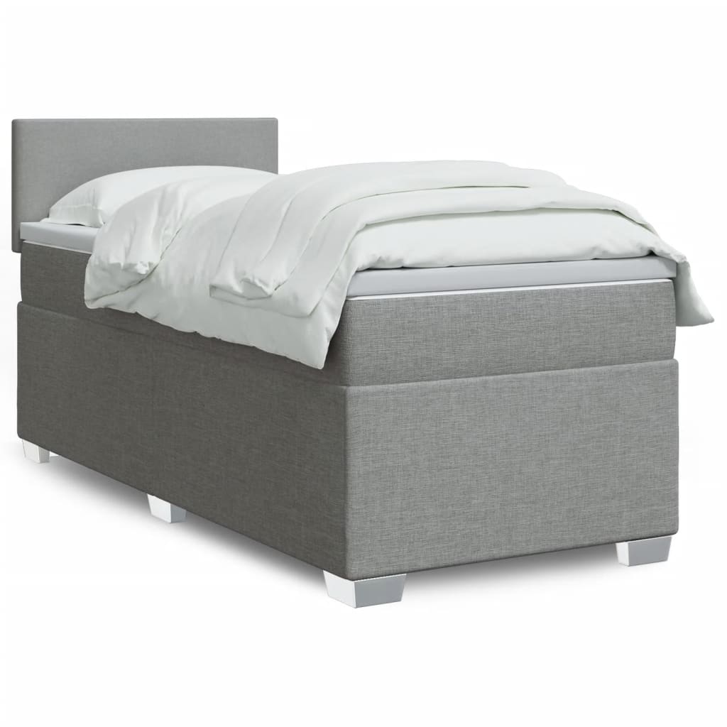 JUNG Vida Boxspringbett mit Matratze Hellgrau 90x200 cm Stoff