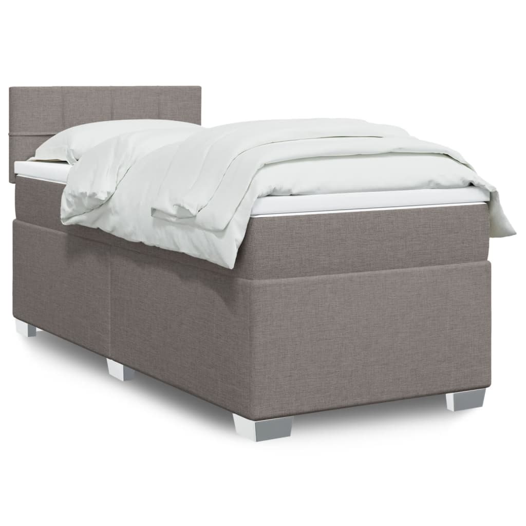 JUNG Vida Boxspringbett mit Matratze Taupe 90x200 cm Stoff