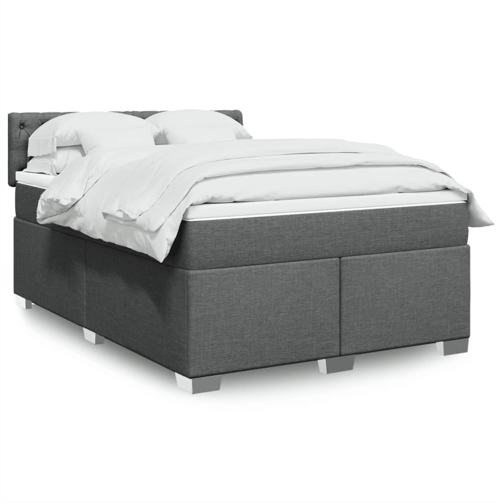 JUNG Vida Boxspringbett mit Matratze Dunkelgrau 140x200 cm Stoff