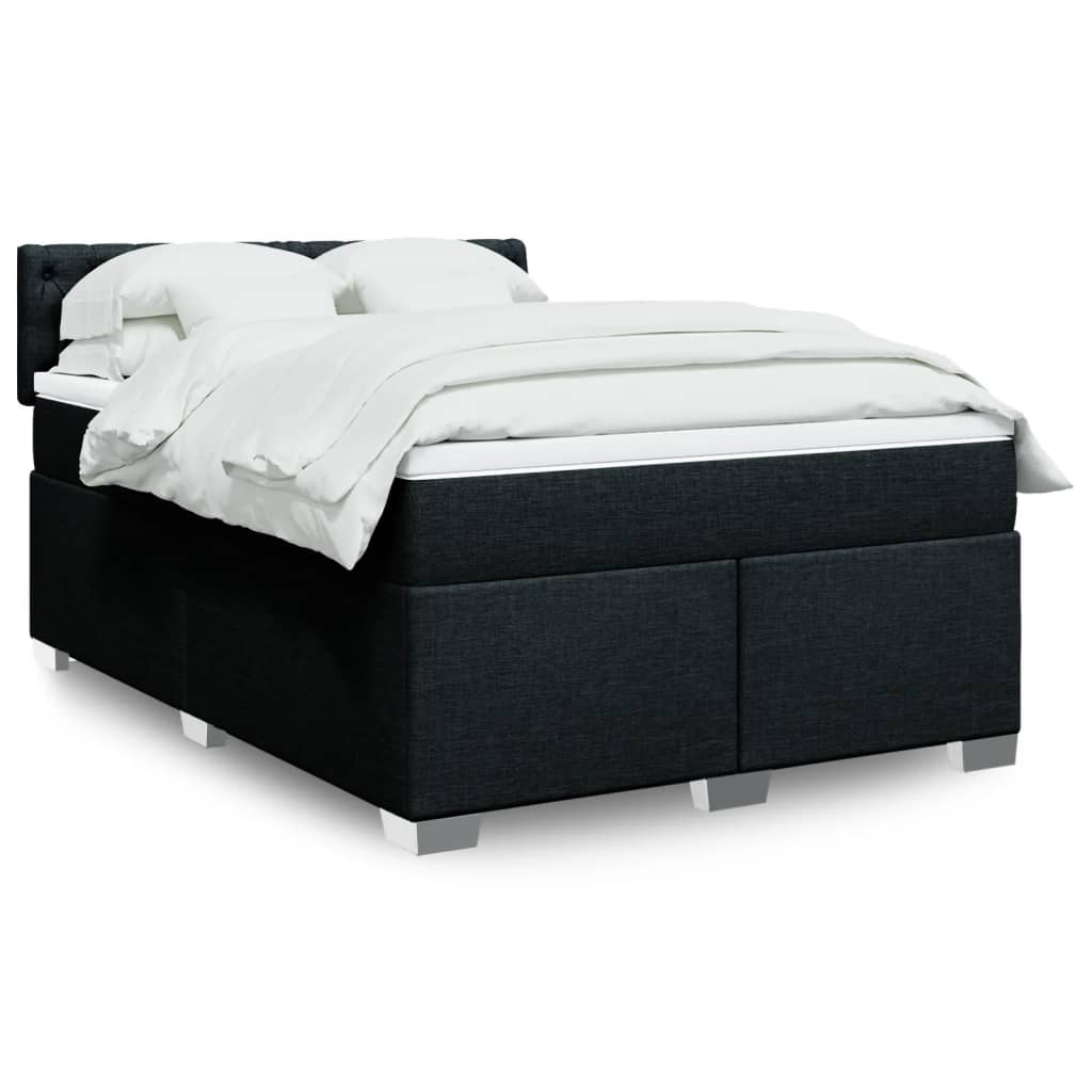 JUNG Vida Boxspringbett mit Matratze Schwarz 140x200 cm Stoff