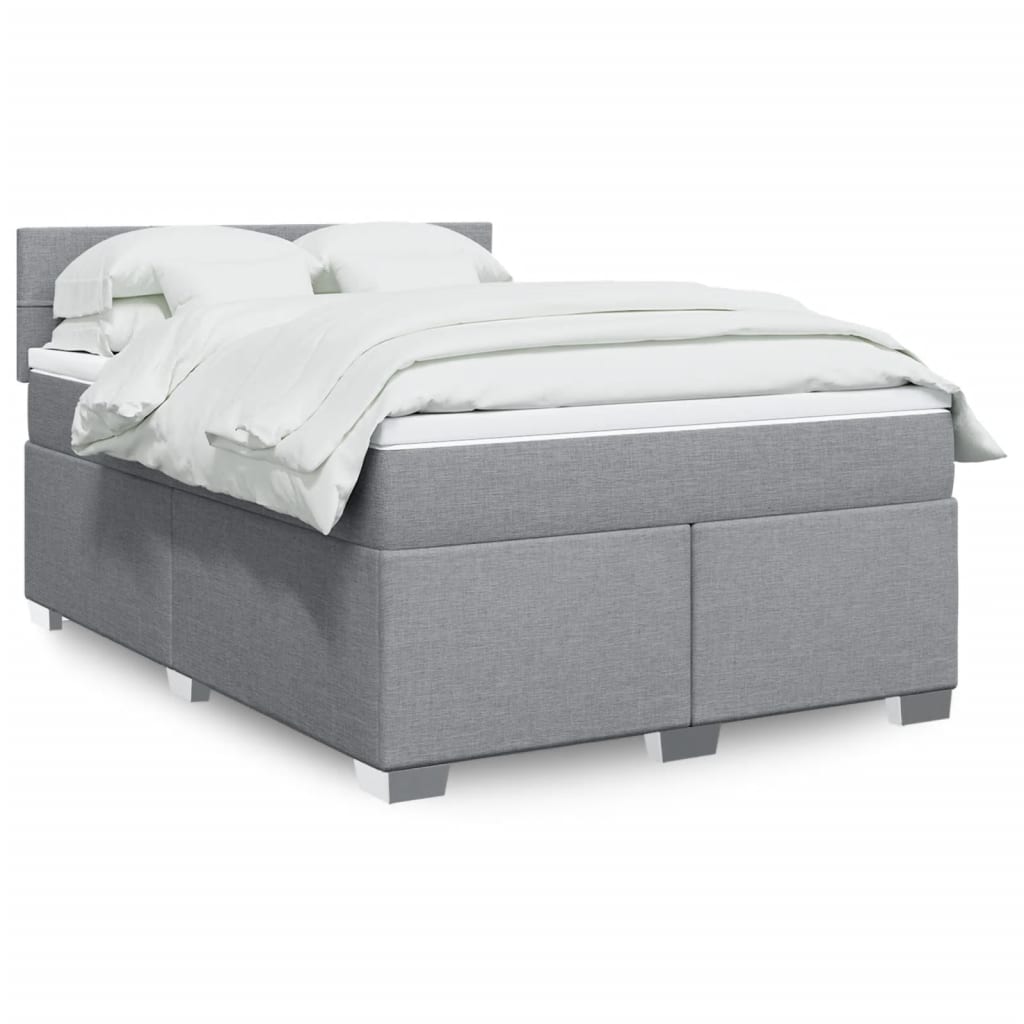 JUNG Vida Boxspringbett mit Matratze Hellgrau 160x200 cm Stoff
