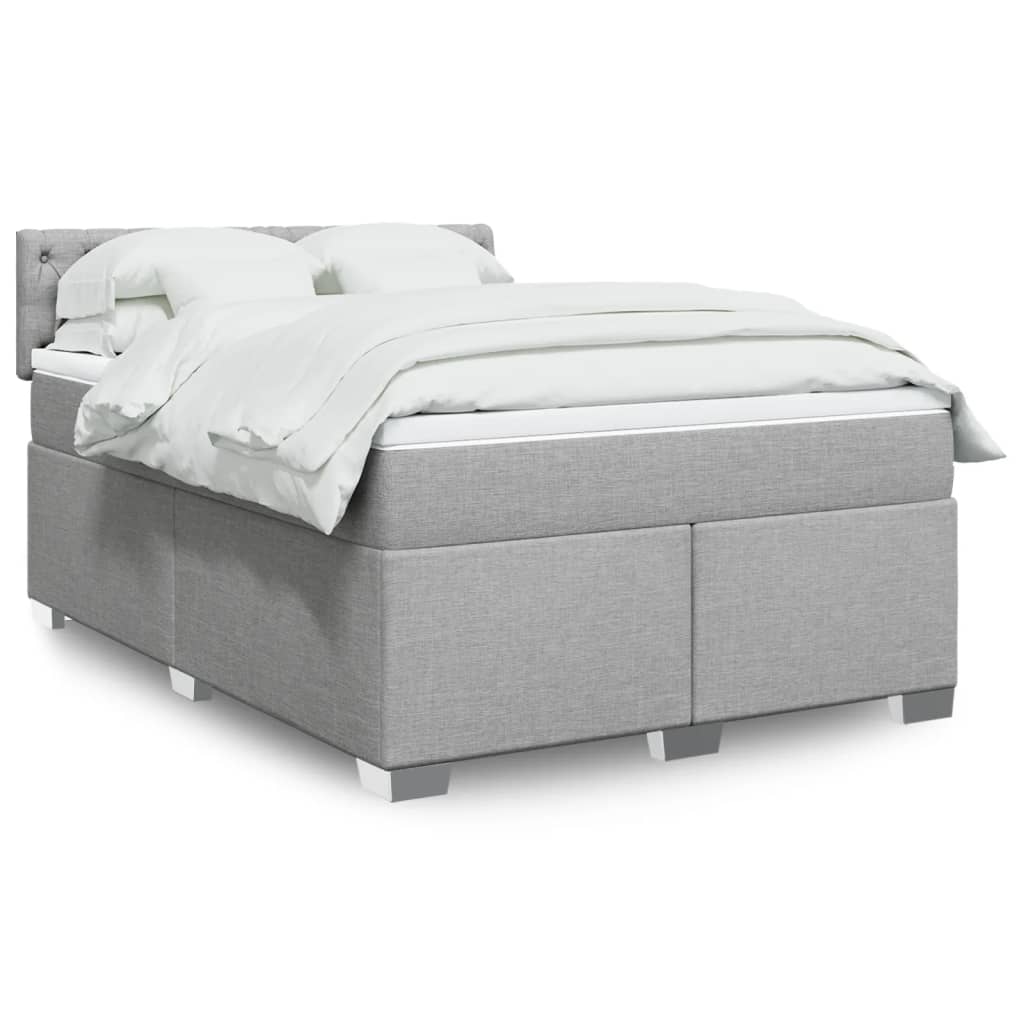 JUNG Vida Boxspringbett mit Matratze Hellgrau 160x200 cm Stoff