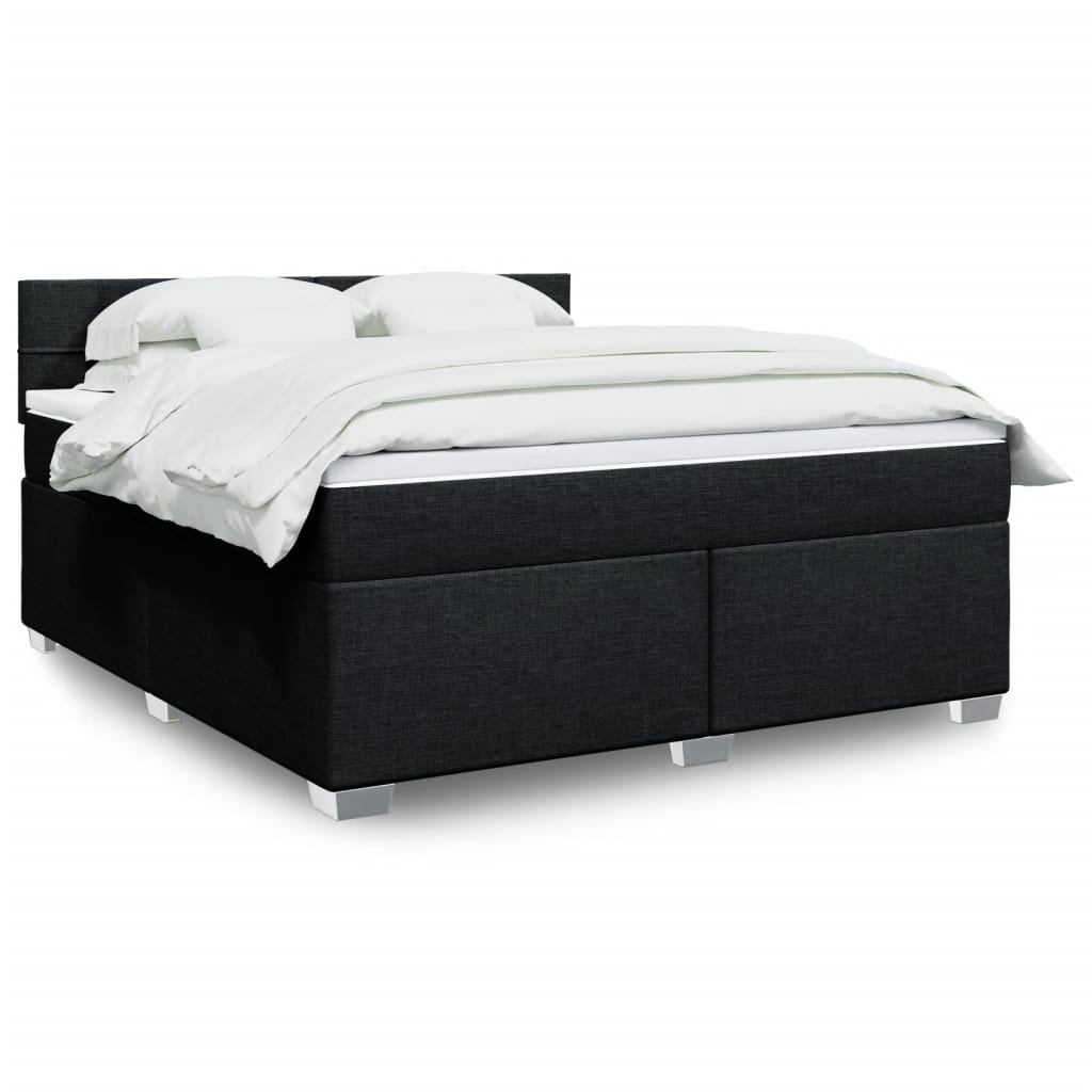 JUNG Vida Boxspringbett mit Matratze Schwarz 180x200 cm Stoff