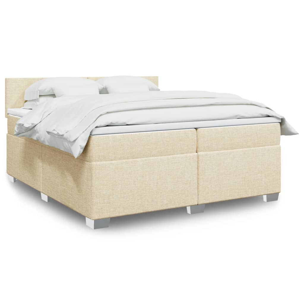 JUNG Vida Boxspringbett mit Matratze Creme 200x200 cm Stoff