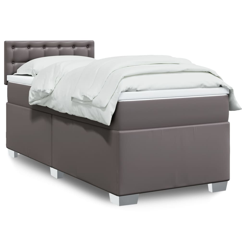 JUNG Vida Boxspringbett mit Matratze Grau 90x200 cm Kunstleder