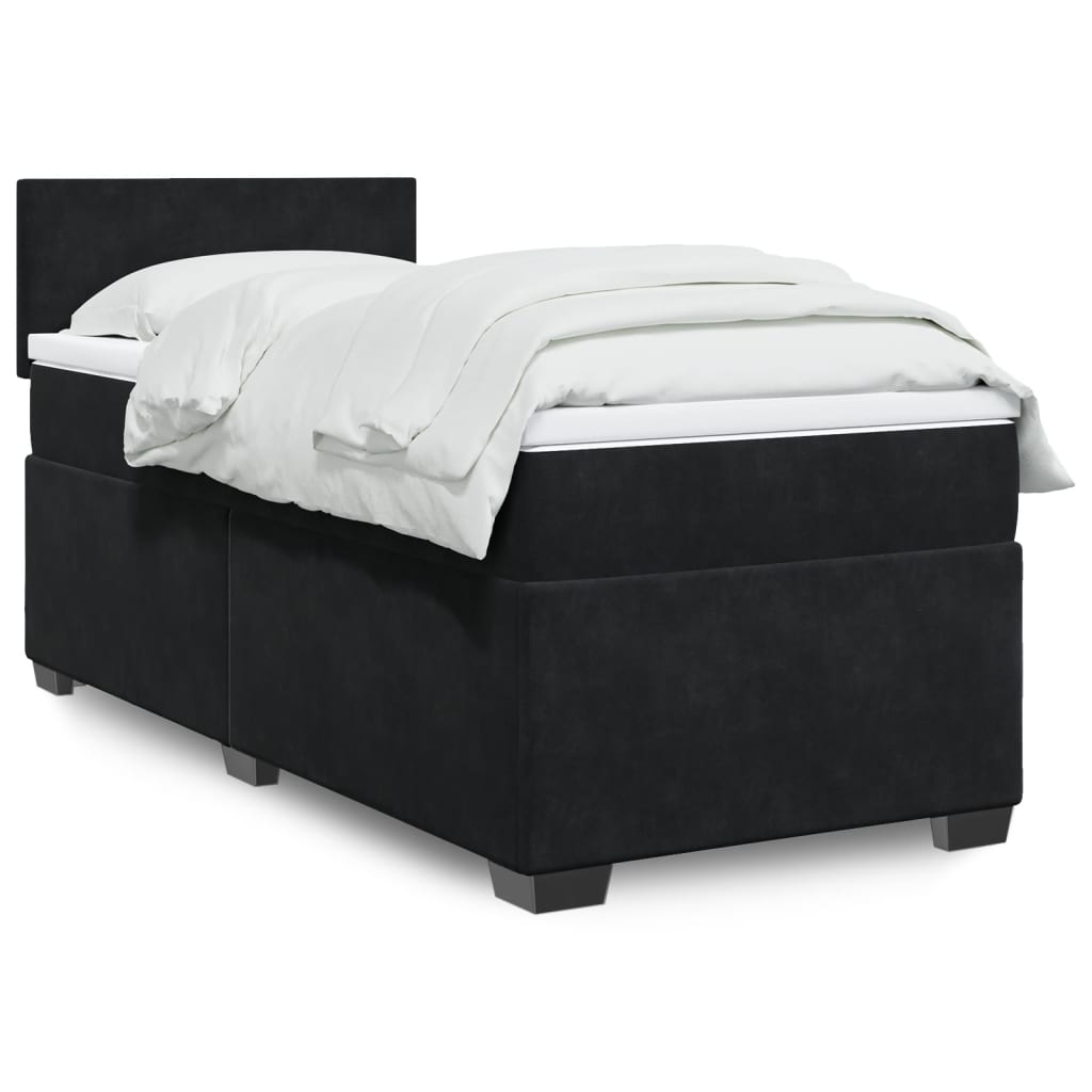 JUNG Vida Boxspringbett mit Matratze Schwarz 90x200 cm Samt