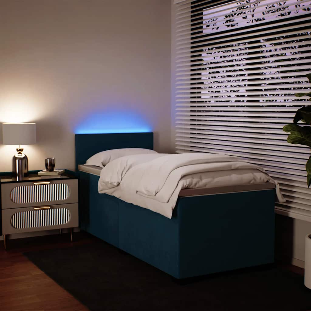 JUNG Vida Boxspringbett mit Matratze Blau 100x200 cm Samt