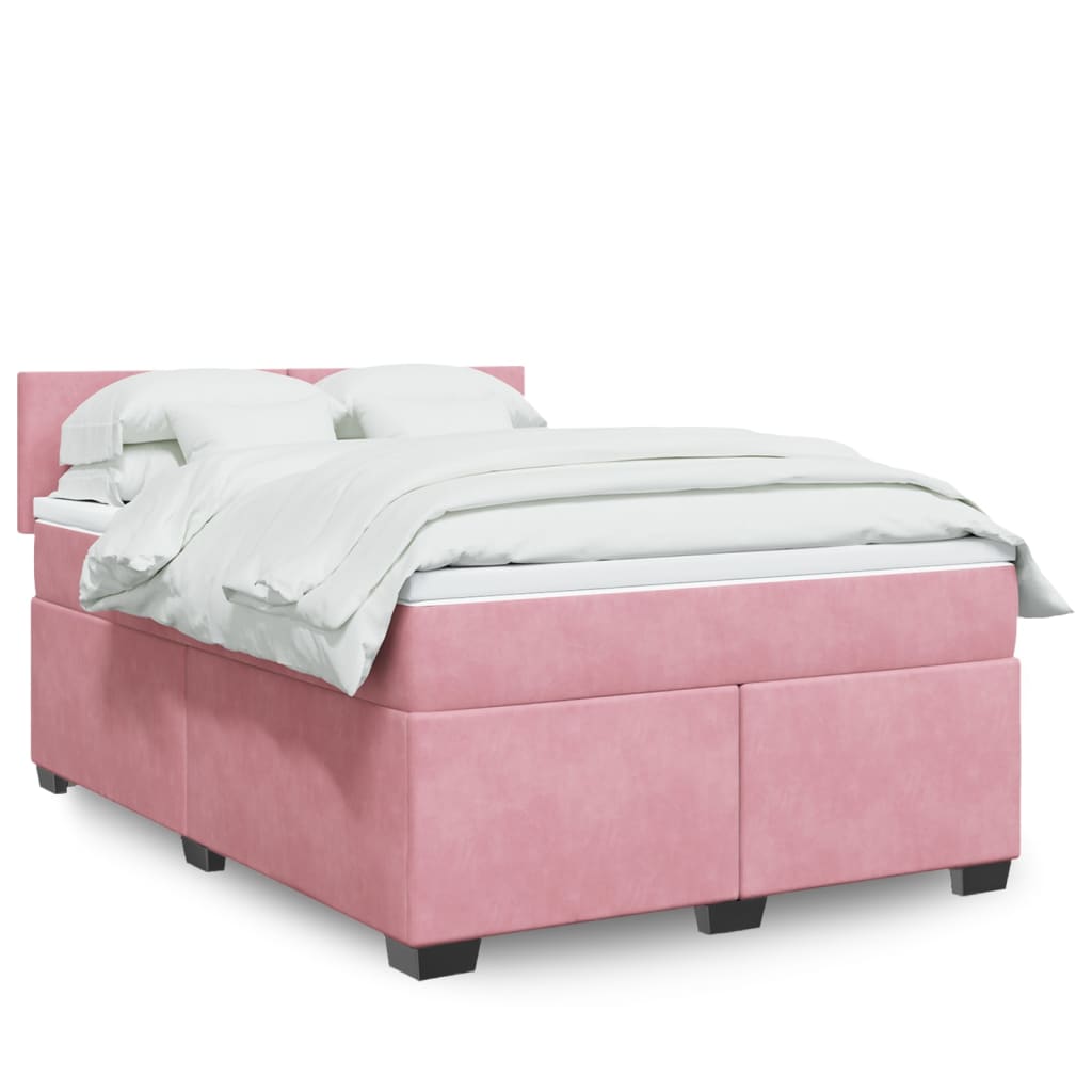 JUNG Vida Boxspringbett mit Matratze Rosa 140x190 cm Samt