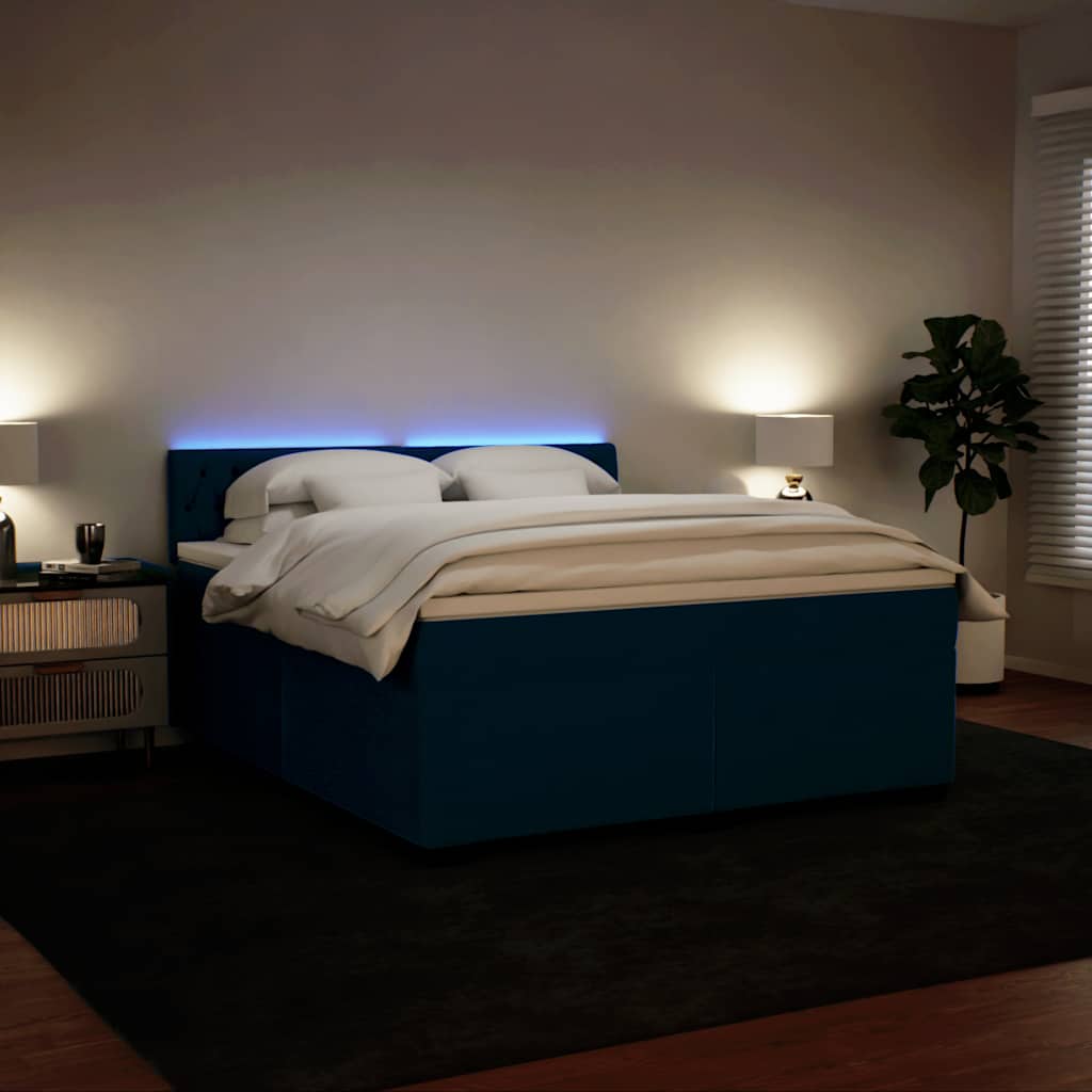 JUNG Vida Boxspringbett mit Matratze Blau 180x200 cm Samt