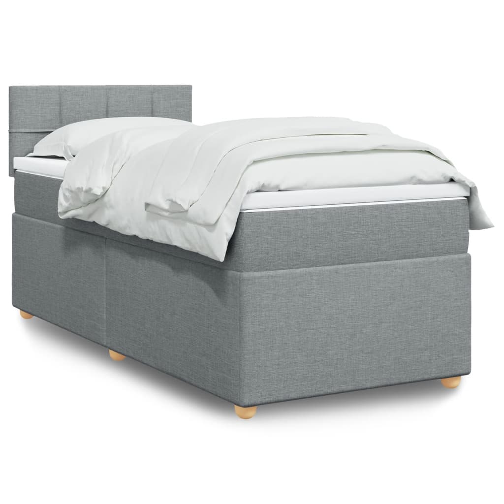 JUNG Vida Boxspringbett mit Matratze Hellgrau 80x200 cm Stoff