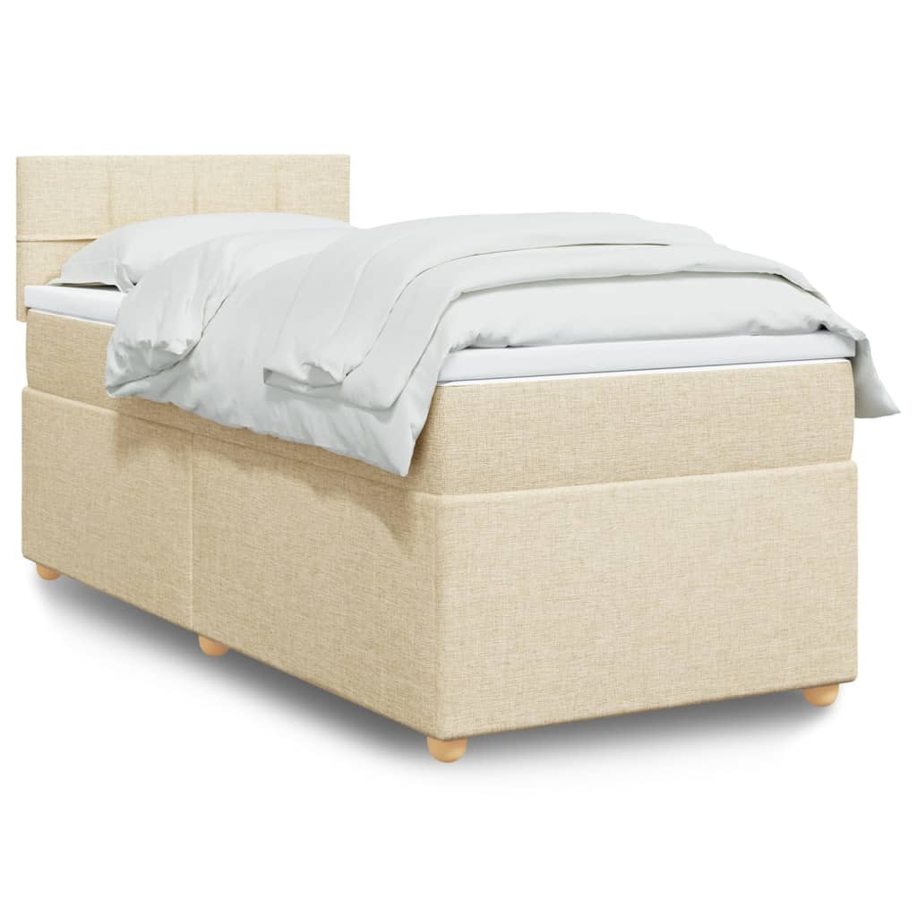 JUNG Vida Boxspringbett mit Matratze Creme 90x190 cm Stoff