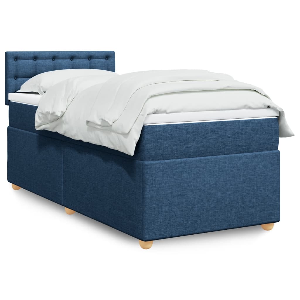 JUNG Vida Boxspringbett mit Matratze Blau 90x190 cm Stoff