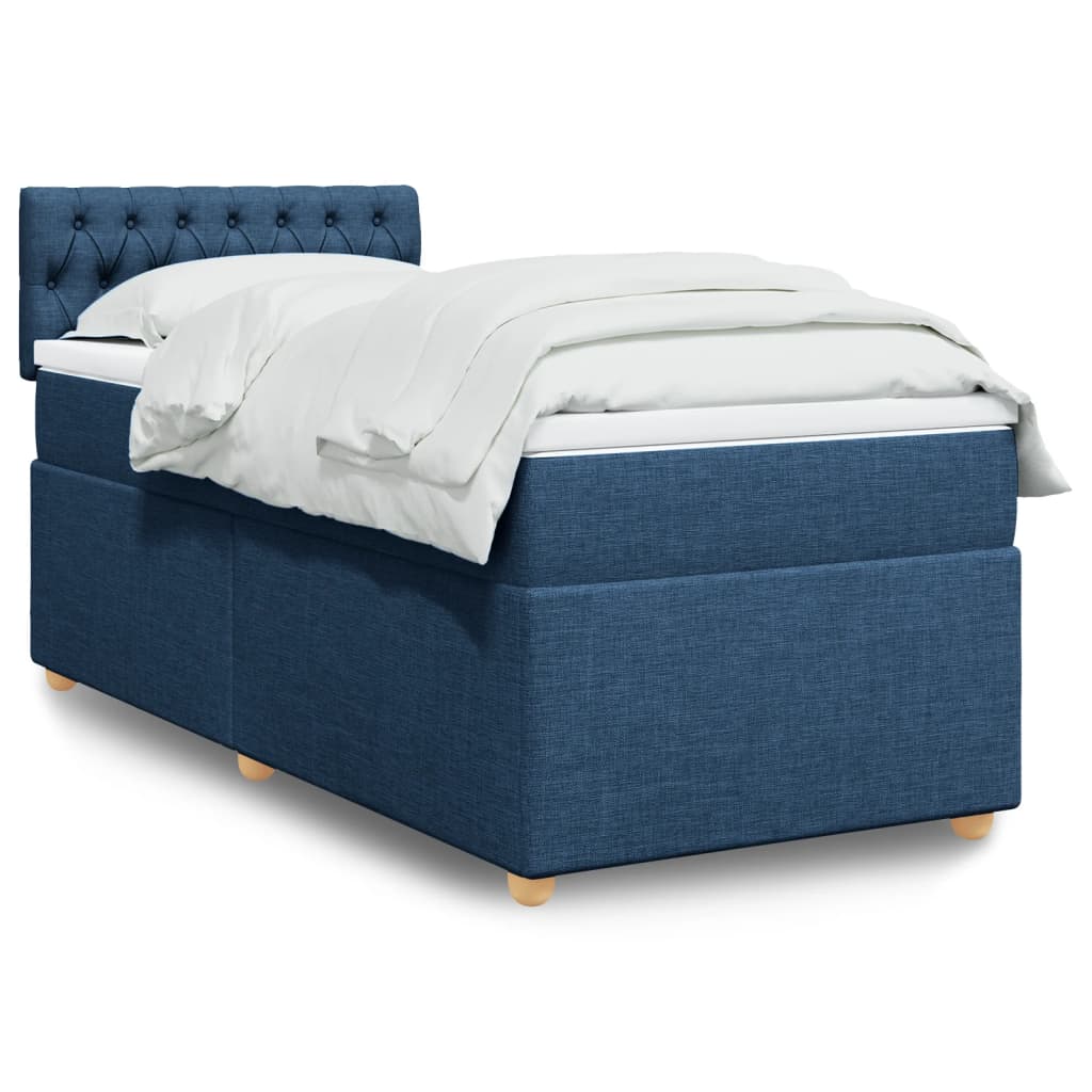 JUNG Vida Boxspringbett mit Matratze Blau 90x200 cm Stoff