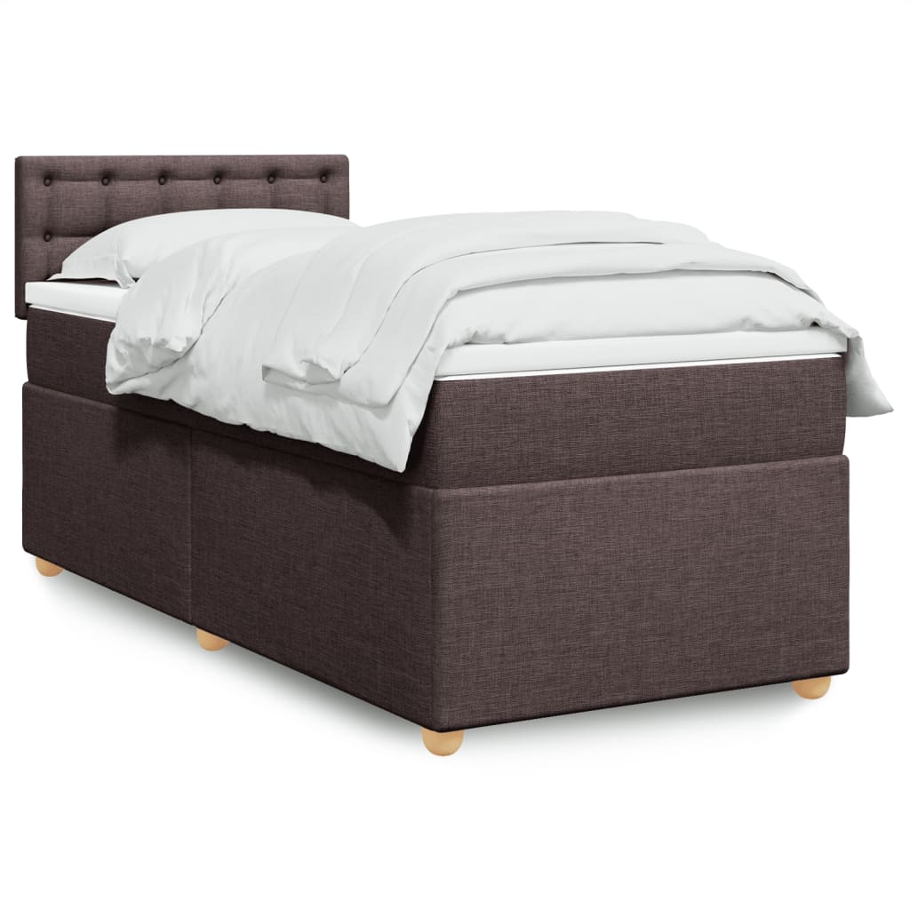 JUNG Vida Boxspringbett mit Matratze Dunkelbraun 90x200 cm Stoff