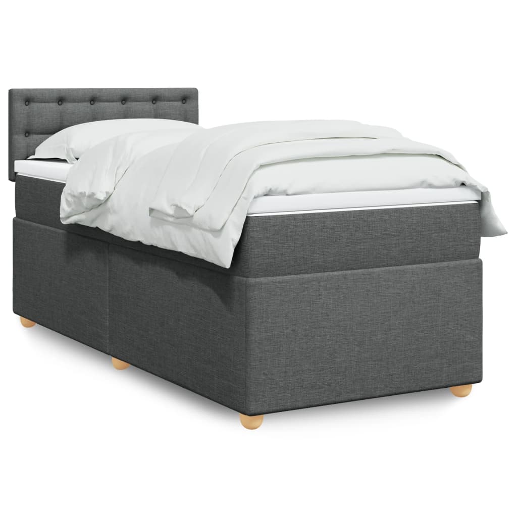 JUNG Vida Boxspringbett mit Matratze Dunkelgrau 100x200 cm Stoff