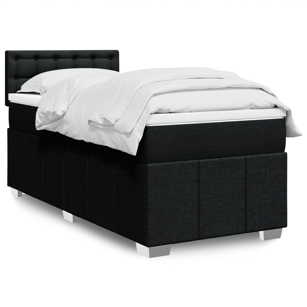 JUNG Vida Boxspringbett mit Matratze Schwarz 80x200 cm Stoff