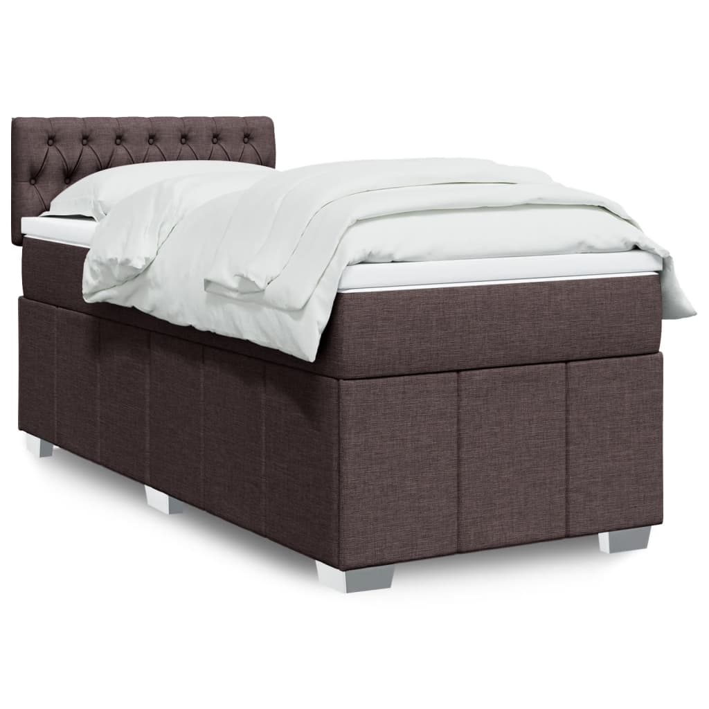 JUNG Vida Boxspringbett mit Matratze Dunkelbraun 90x190 cm Stoff