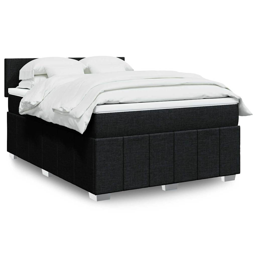 JUNG Vida Boxspringbett mit Matratze Schwarz 140x200 cm Stoff