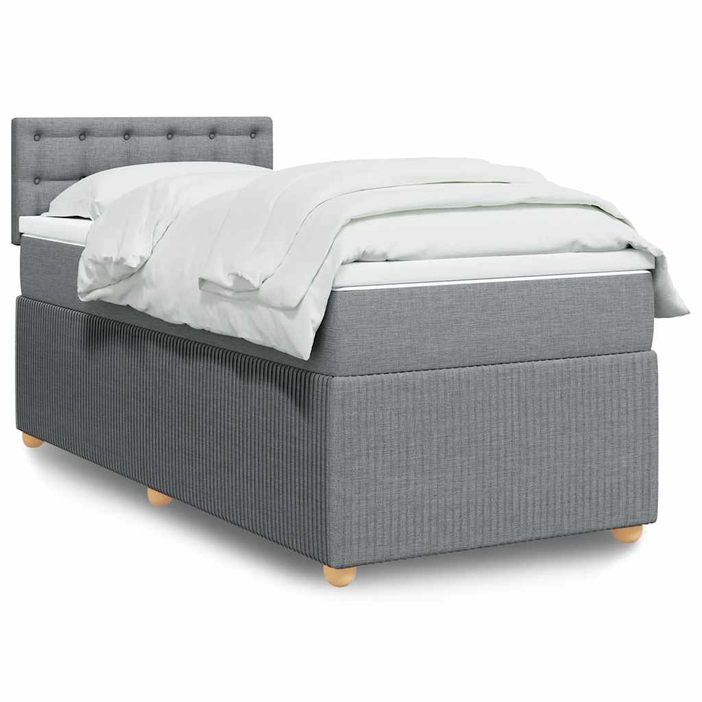 JUNG Vida Boxspringbett mit Matratze Hellgrau 80x200 cm Stoff