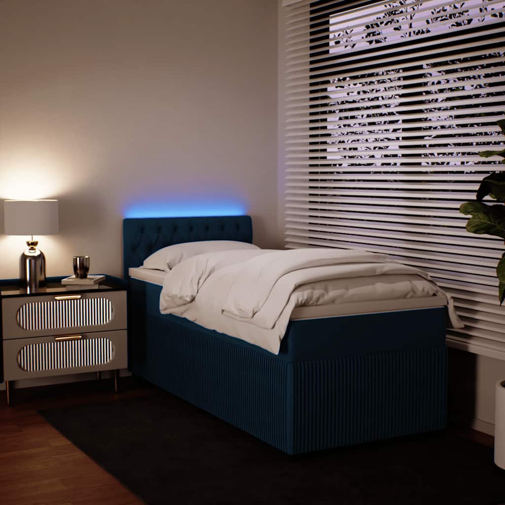 JUNG Vida Boxspringbett mit Matratze Blau 80x200 cm Samt