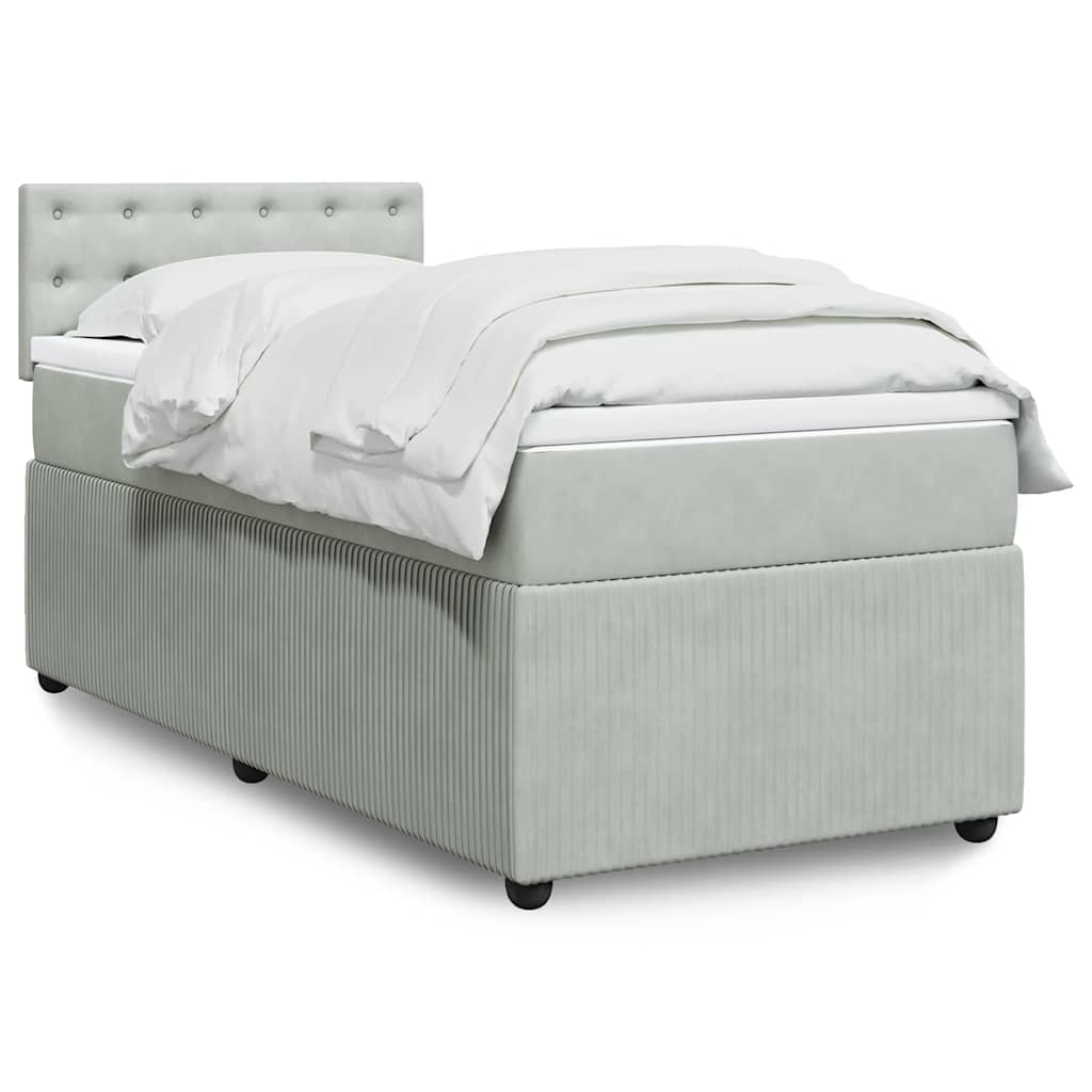 JUNG Vida Boxspringbett mit Matratze Hellgrau 90x190 cm Samt