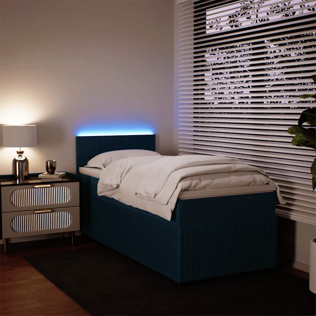 JUNG Vida Boxspringbett mit Matratze Blau 90x190 cm Samt