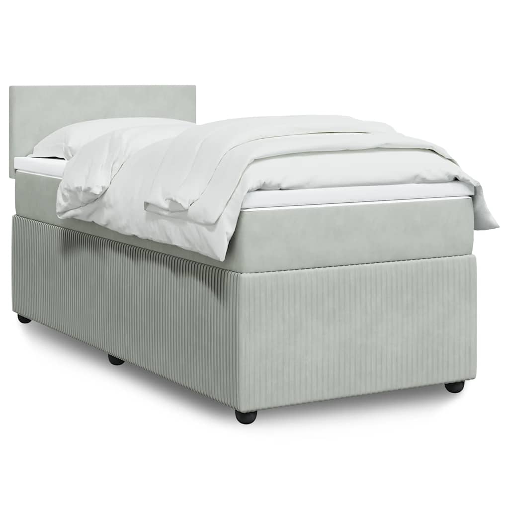 JUNG Vida Boxspringbett mit Matratze Hellgrau 90x200 cm Samt