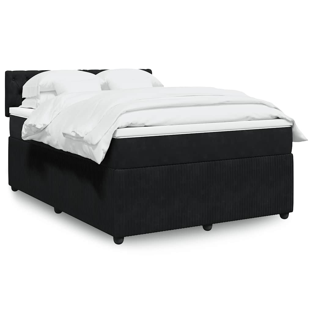 JUNG Vida Boxspringbett mit Matratze Schwarz 140x190 cm Samt