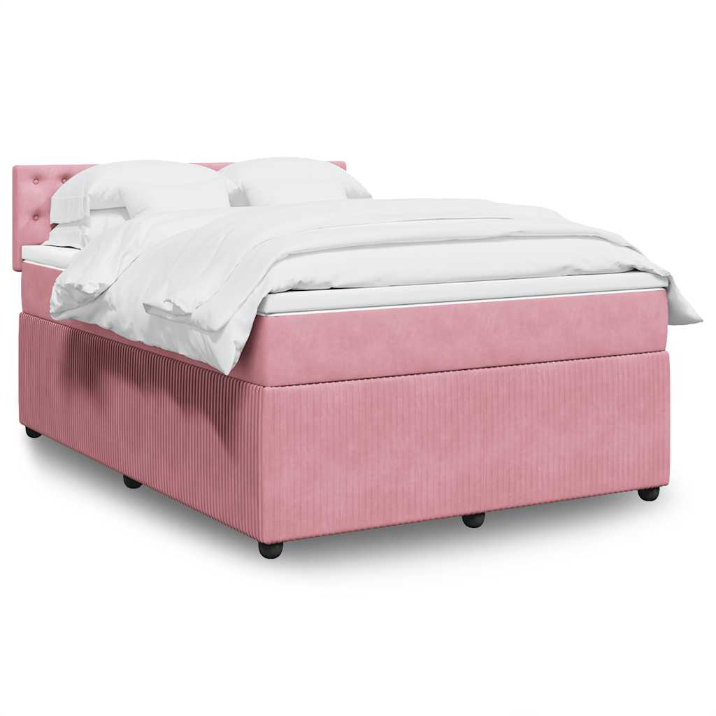 JUNG Vida Boxspringbett mit Matratze Rosa 140x190 cm Samt