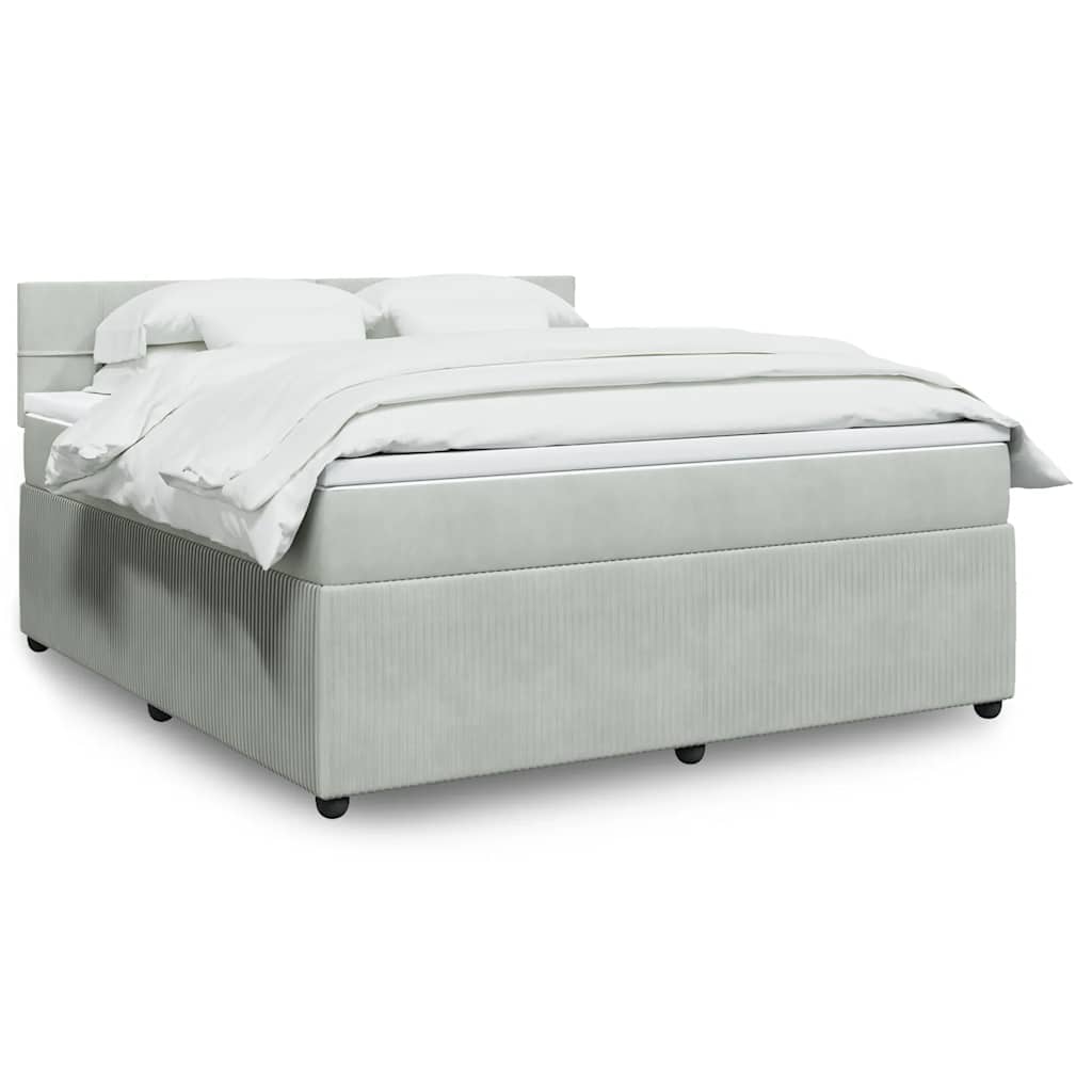 JUNG Vida Boxspringbett mit Matratze Hellgrau 180x200 cm Samt