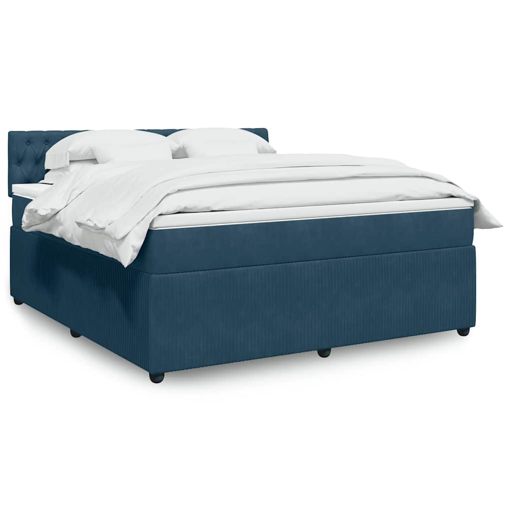 JUNG Vida Boxspringbett mit Matratze Blau 180x200 cm Samt