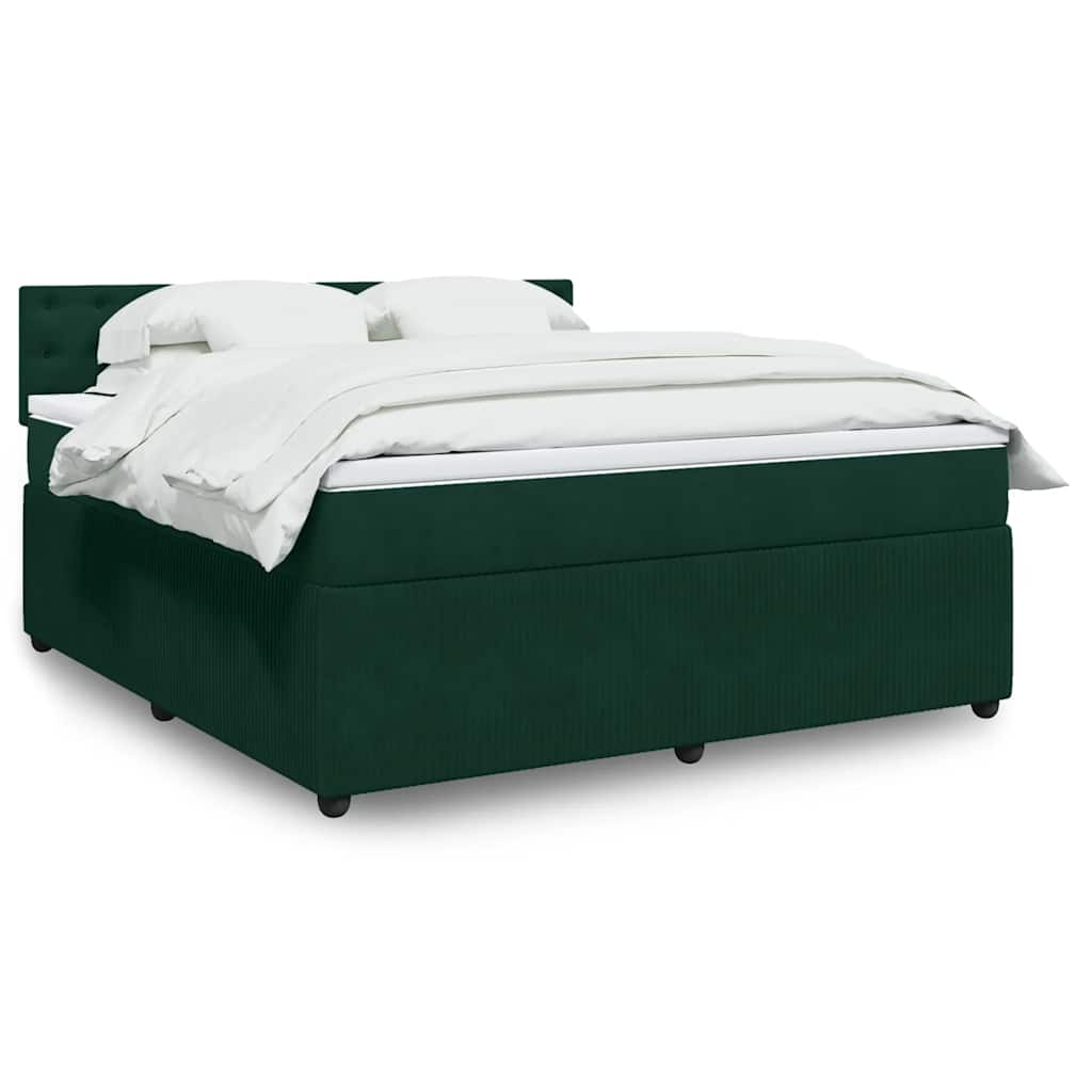 JUNG Vida Boxspringbett mit Matratze Dunkelgrün 180x200 cm Samt