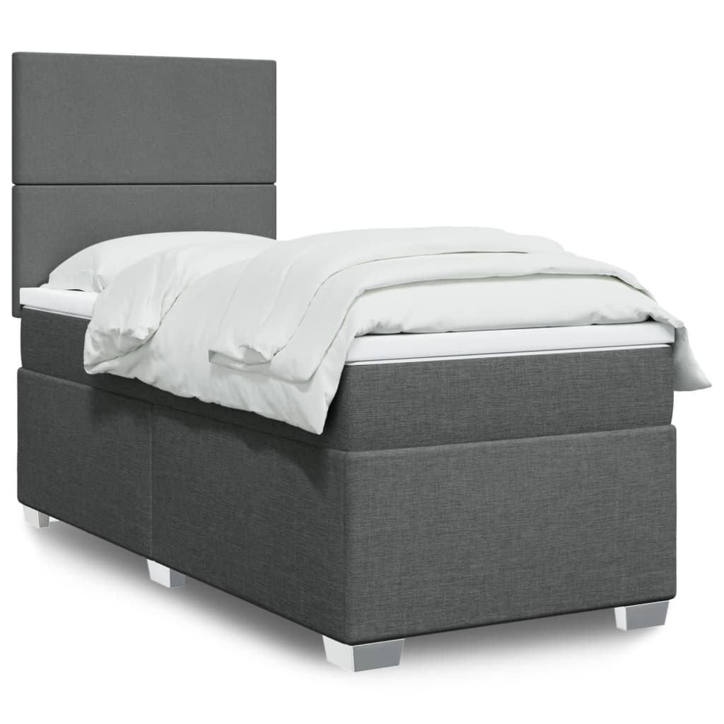 JUNG Vida Boxspringbett mit Matratze Dunkelgrau 80x200 cm Stoff
