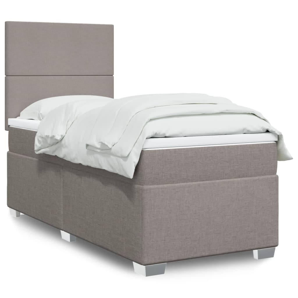 JUNG Vida Boxspringbett mit Matratze Taupe 90x200 cm Stoff