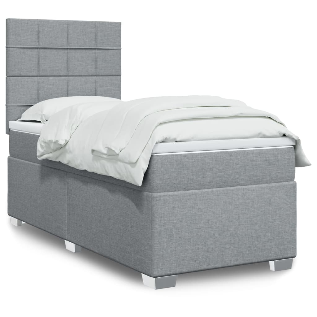 JUNG Vida Boxspringbett mit Matratze Hellgrau 90x200 cm Stoff