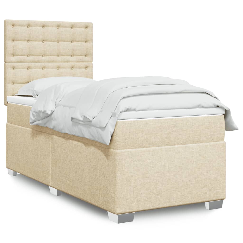 JUNG Vida Boxspringbett mit Matratze Creme 100x200 cm Stoff