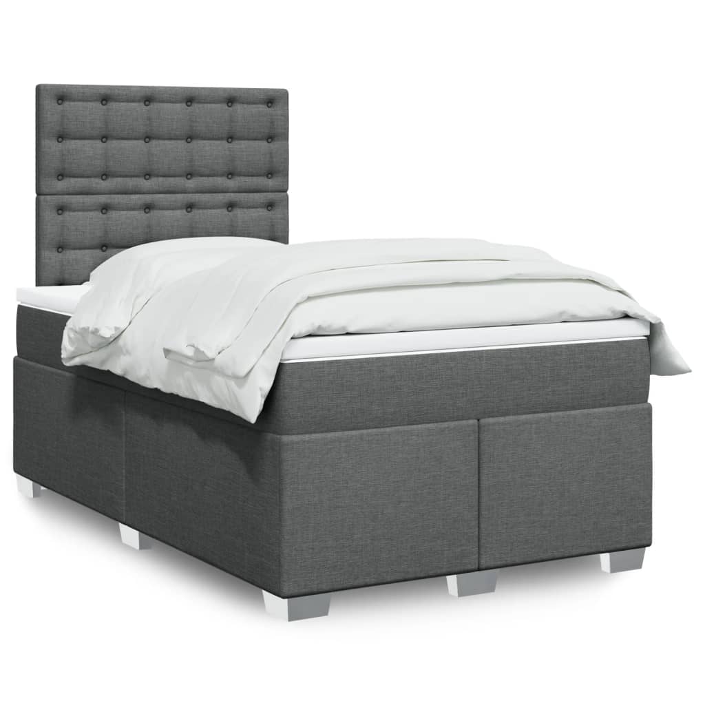 JUNG Vida Boxspringbett mit Matratze Dunkelgrau 120x200 cm Stoff