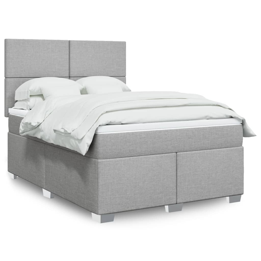 JUNG Vida Boxspringbett mit Matratze Hellgrau 140x200 cm Stoff